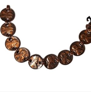 Vintage penny bracelet signed